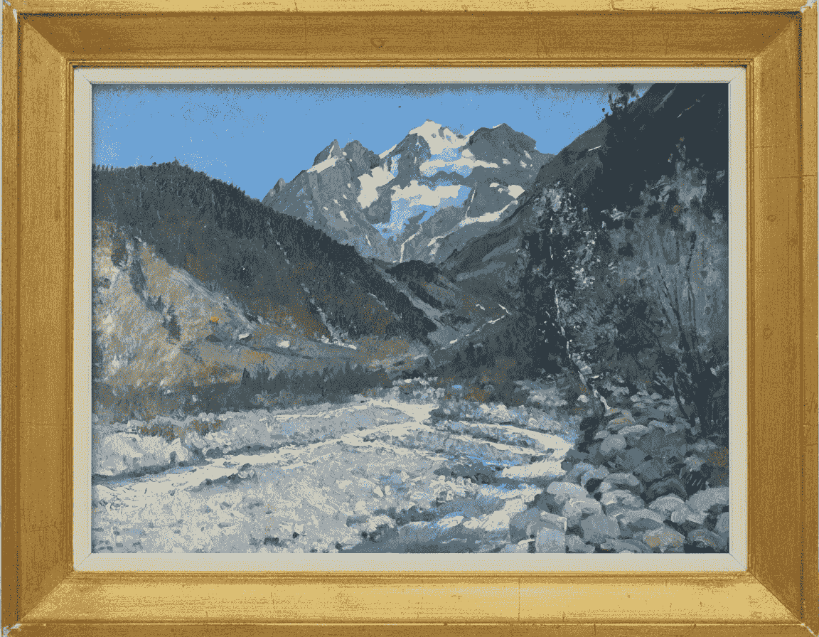 Jan Harm Weijns - Berglandschap bij Kandersteg, Zwitserland (met lijst)