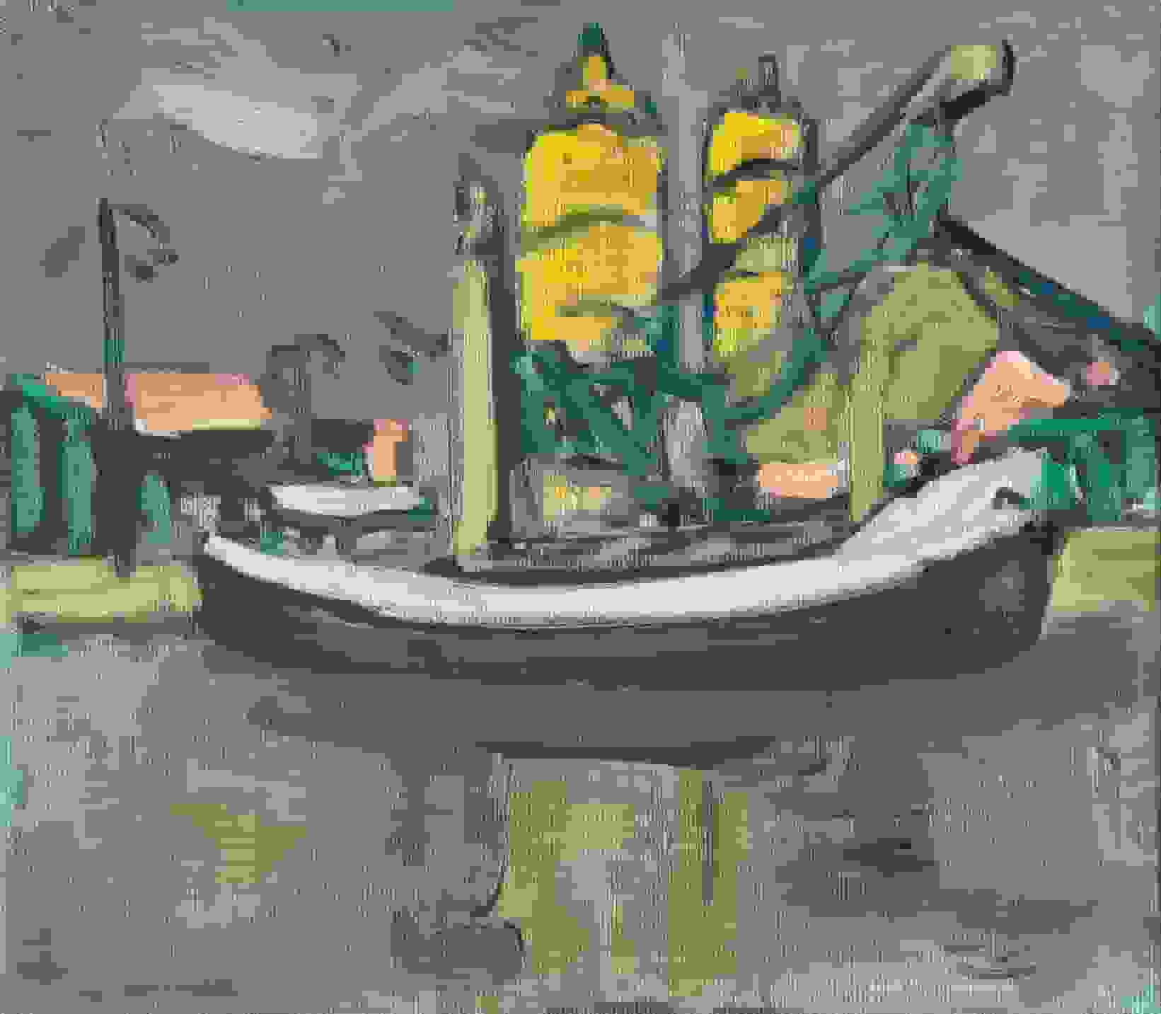 Wim van der Veer - Boot bij twee silo's  (zonder lijst)