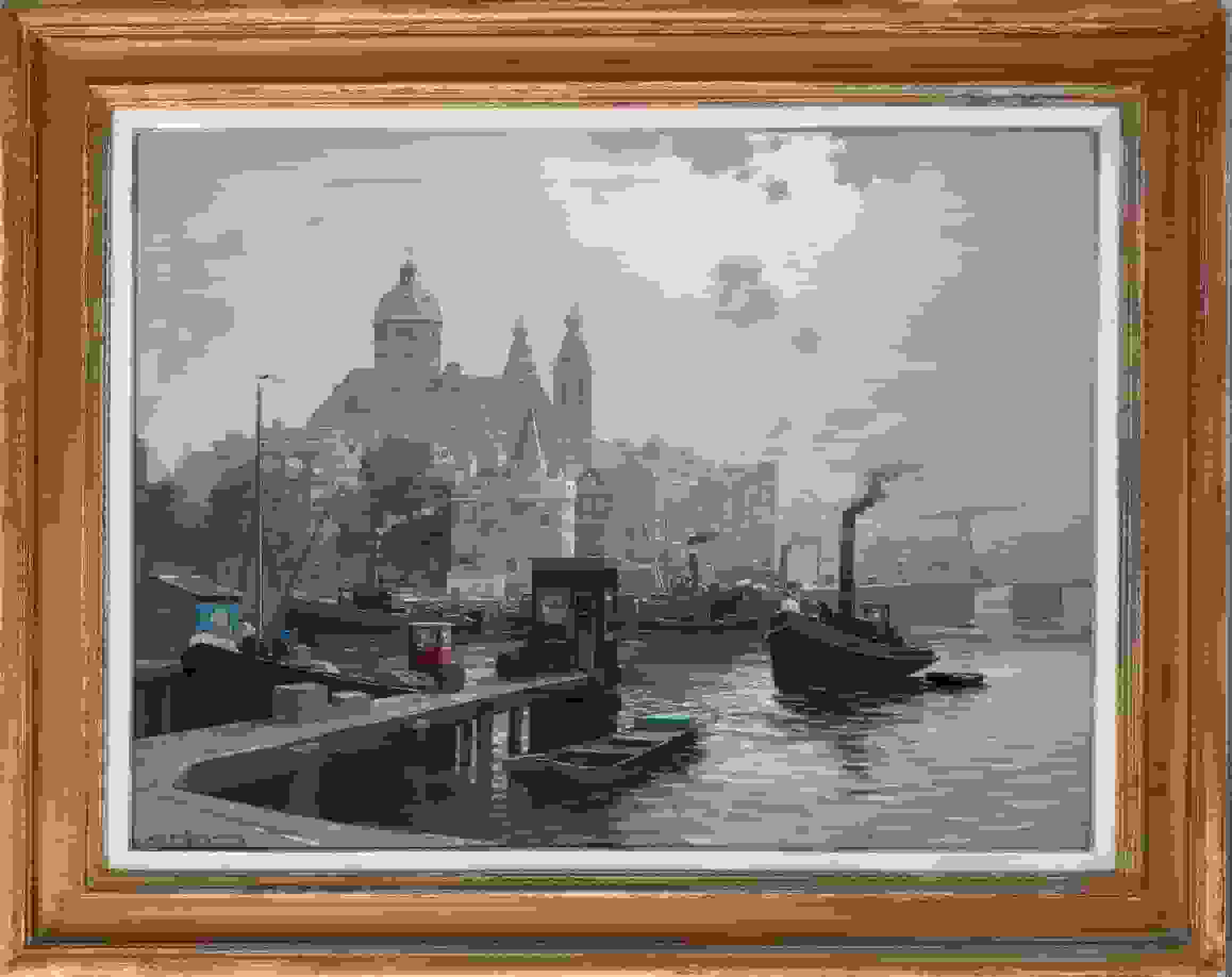 Jan Knikker junior - Open havenfront Amsterdam (met lijst)