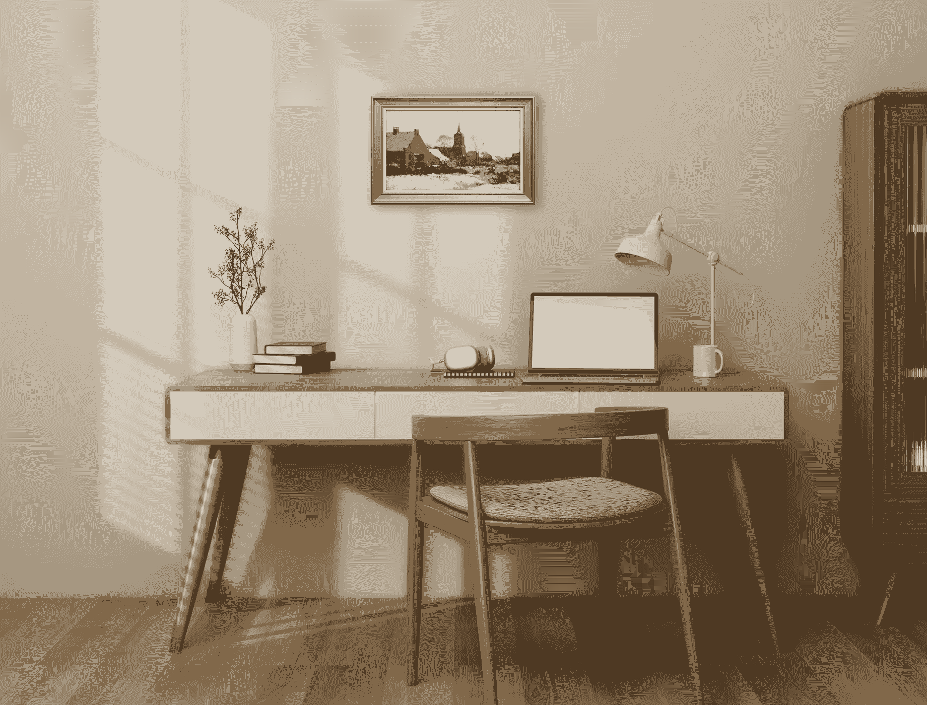 Cornelis Vreedenburgh - Verstild winterlandschap in het dorp Laren (in interieur)