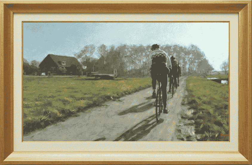 Frans Koppelaar - Wielrenners bij Bodegraven (met lijst)