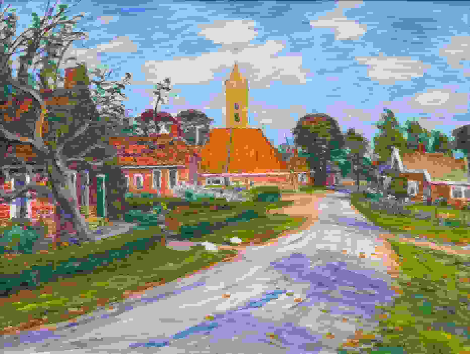 Zomers dorpsgezicht van Midwolde (Groningen)