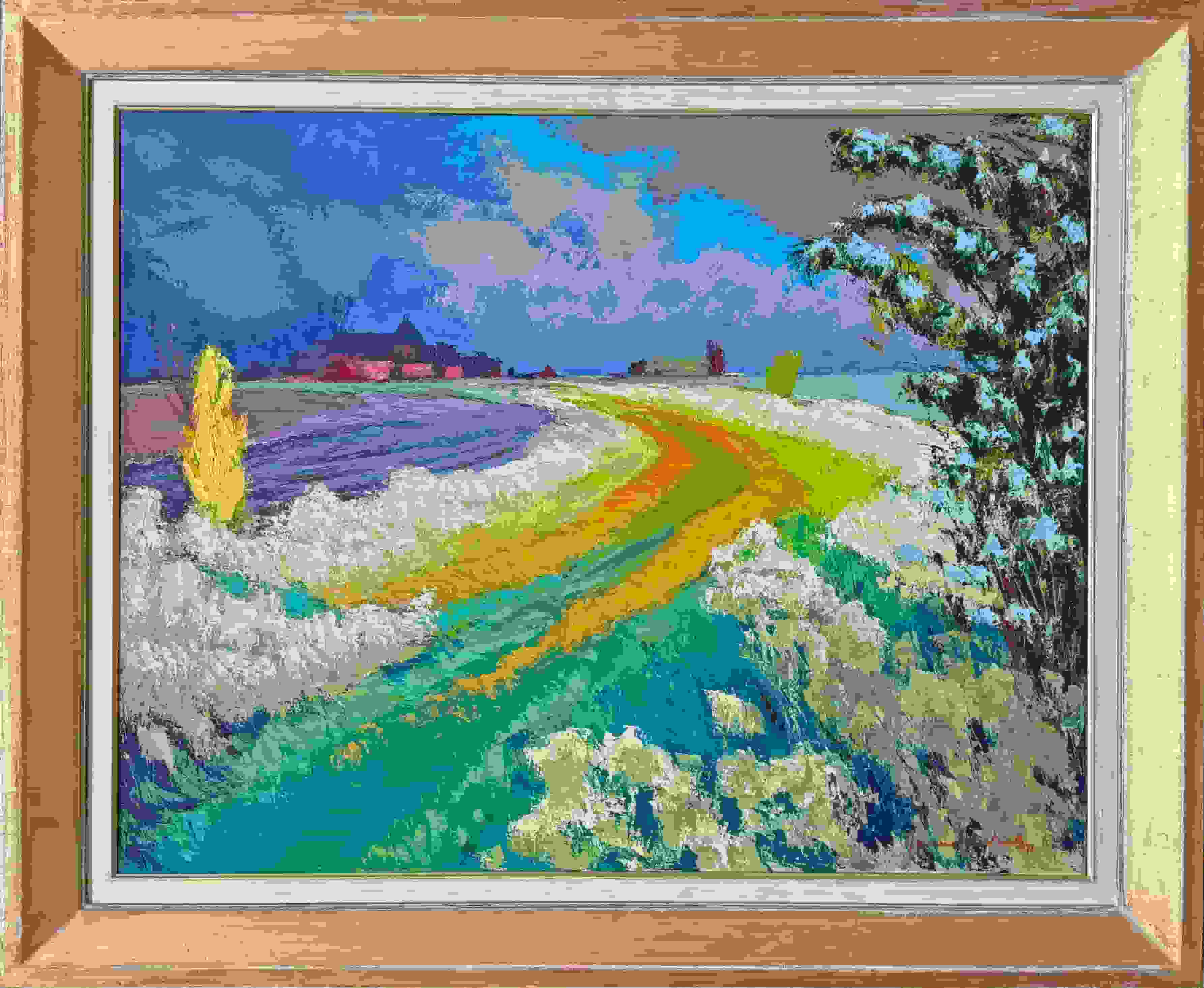 Jannes de Vries - Gezicht op Huizinge (in 1972) (met lijst)