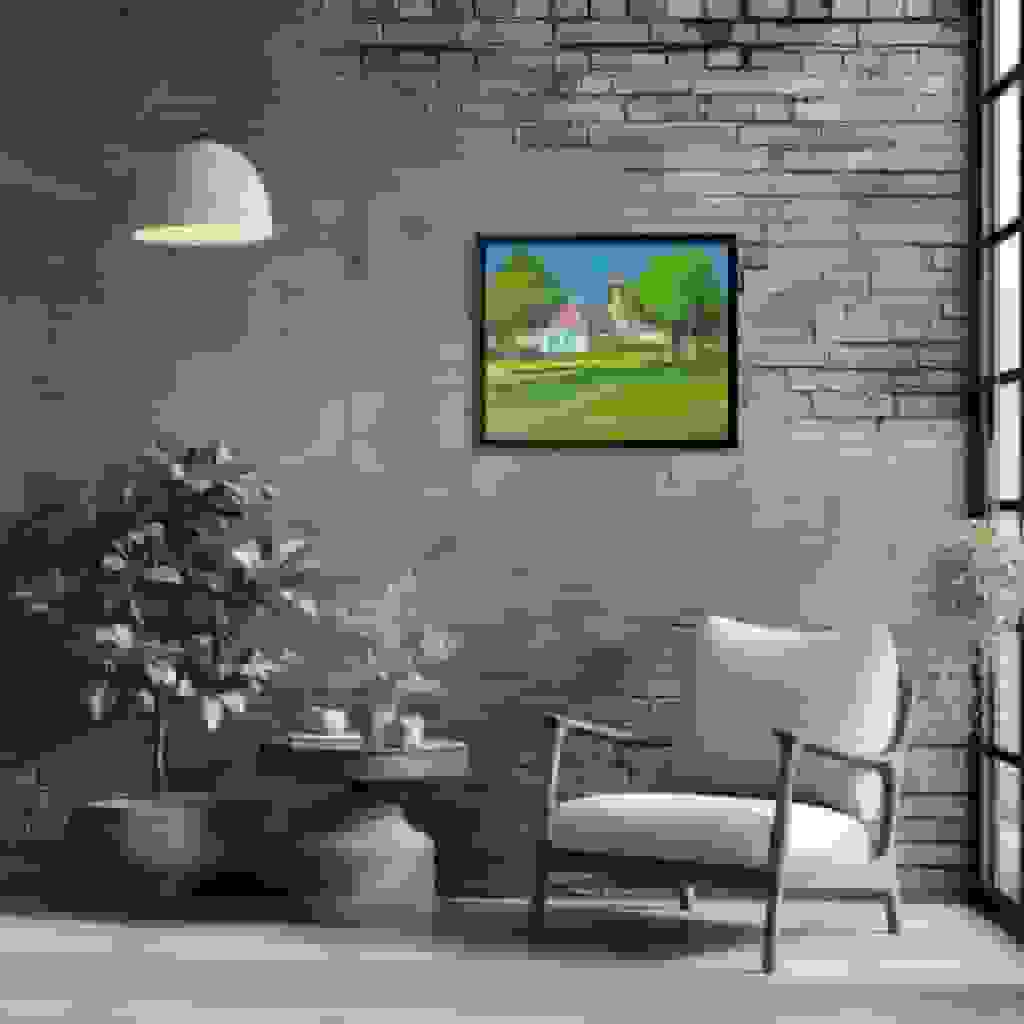 Wim van der Veer - Dorpje met molen (in interieur)