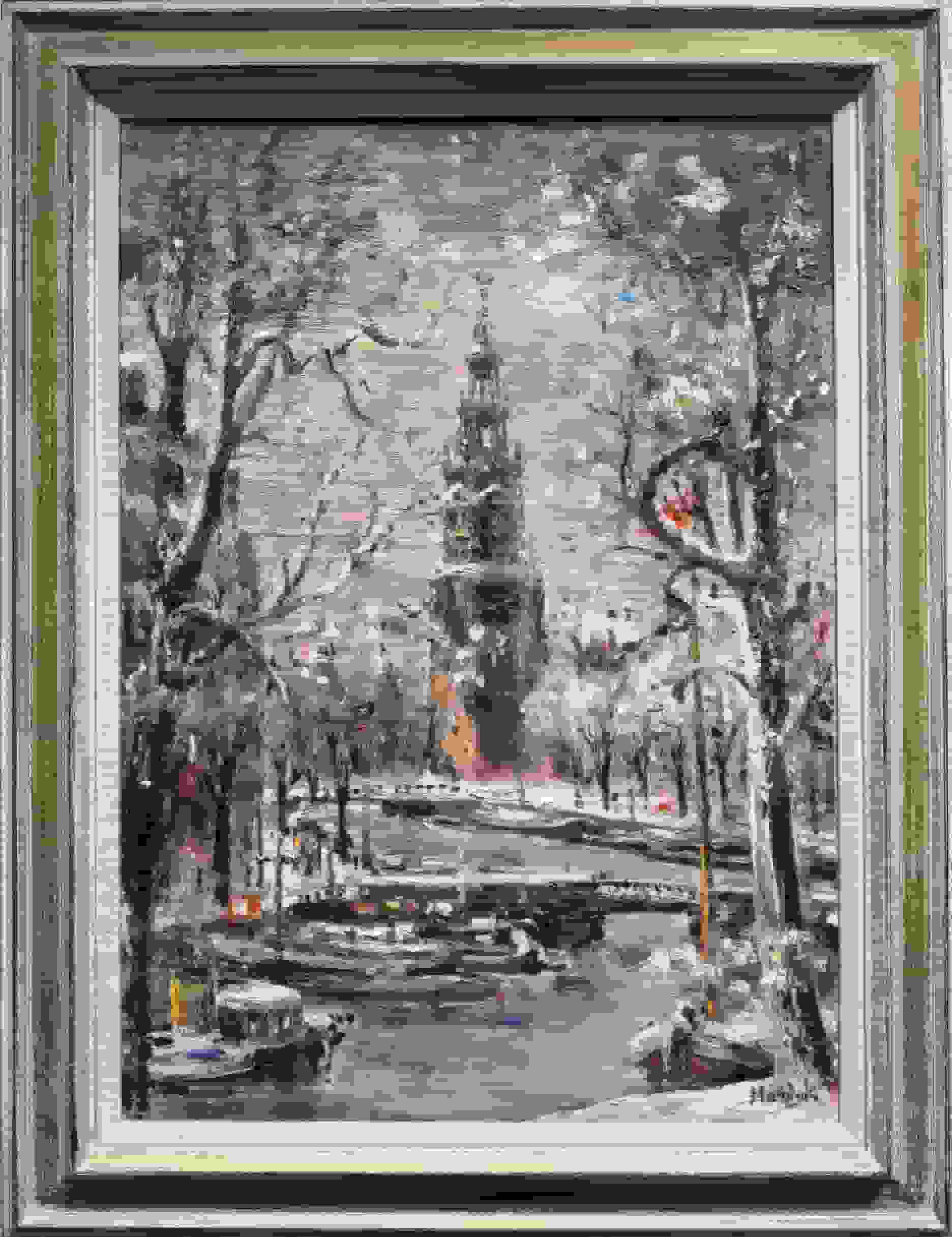 Gerard Hordijk - Montelbaantoren in de sneeuw (met lijst)