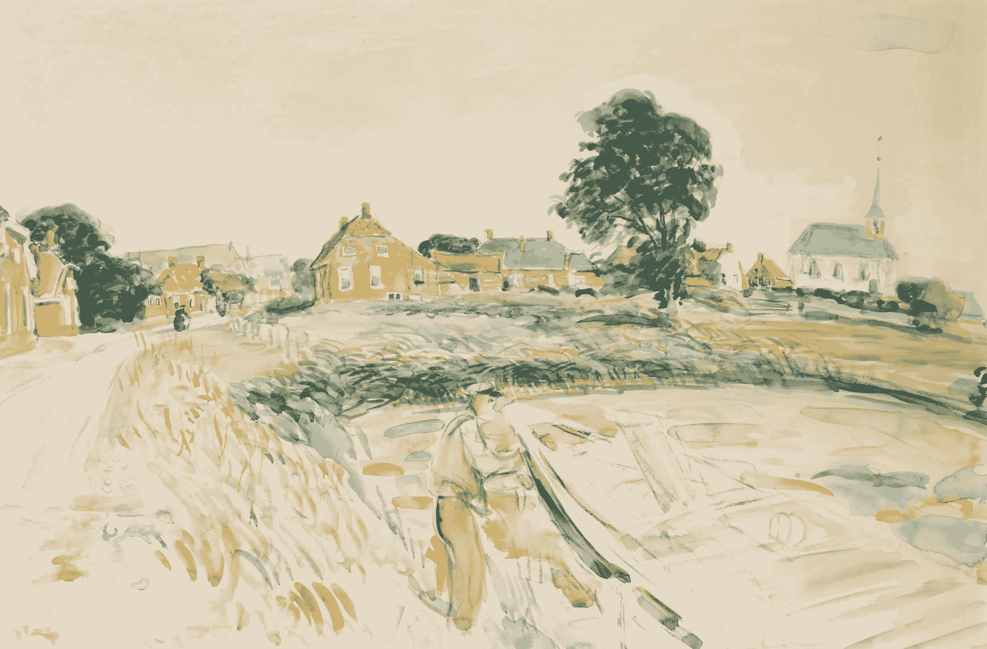 Johan Dijkstra - Gezicht op Sitswerd in Groningen