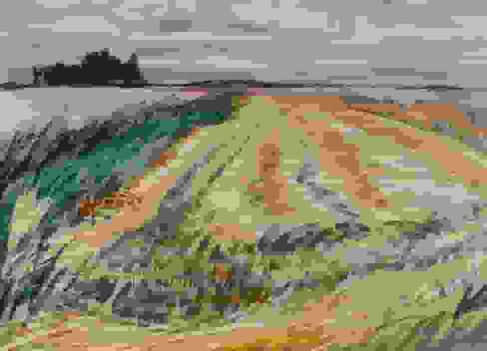 Jannes de Vries - Akkerlandschap op het hoge land in Groningen (zonder lijst)