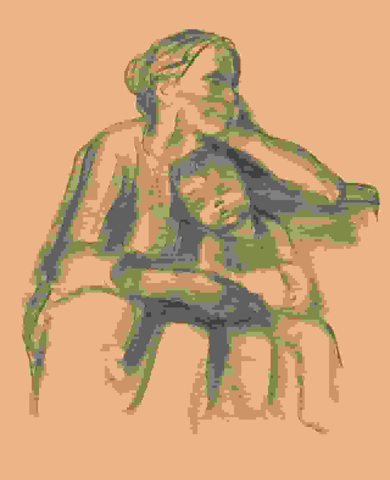 Käthe Kollwitz - Arbeiterfrau mit schlafendem Jungen (zonder lijst)