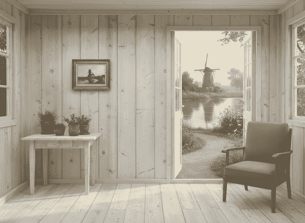 Cornelis Vreedenburgh - Wipmolen in de polder (in interieur)