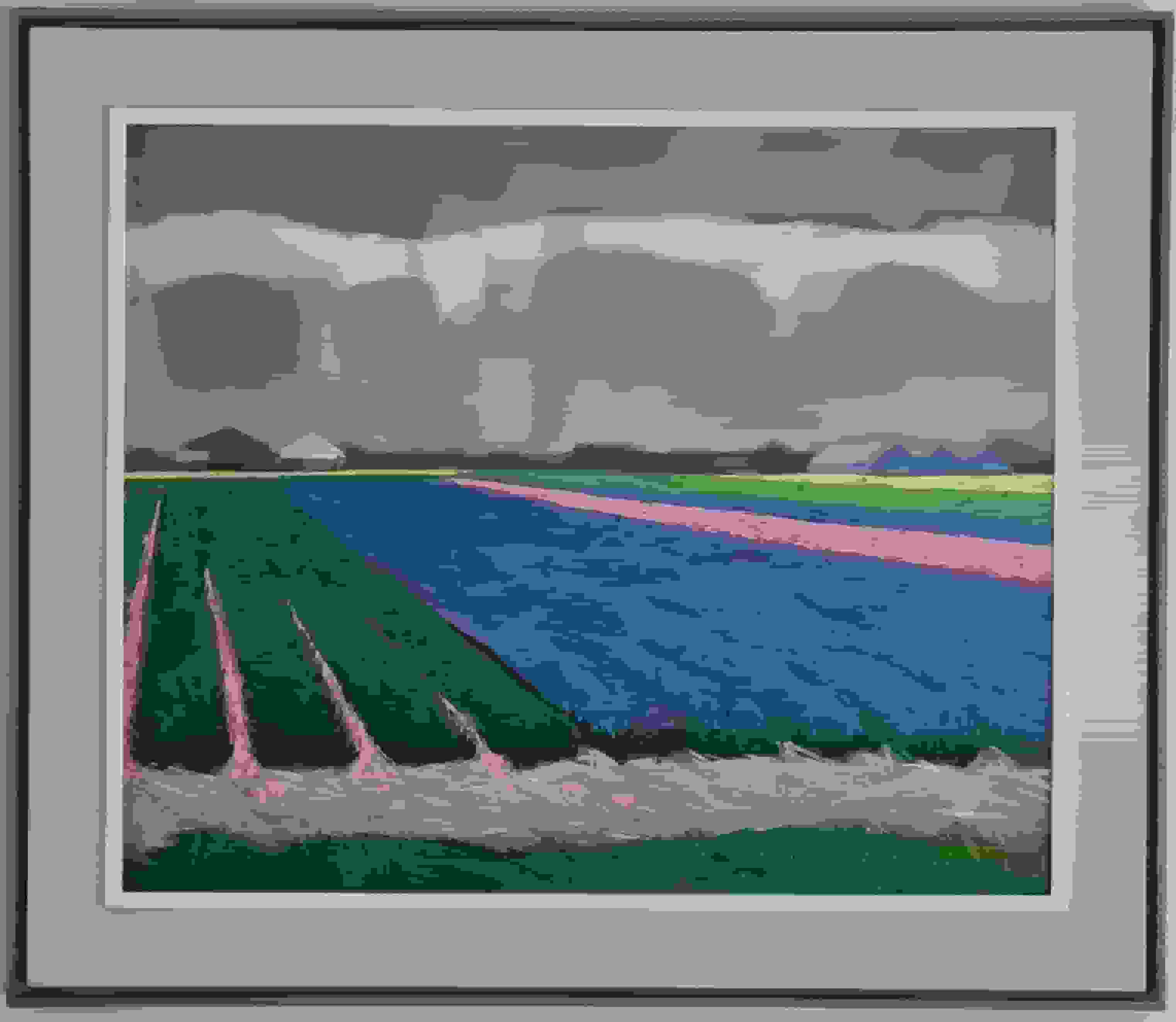 Jentsje Popma - Bollenvelden bij Breezand (met lijst)