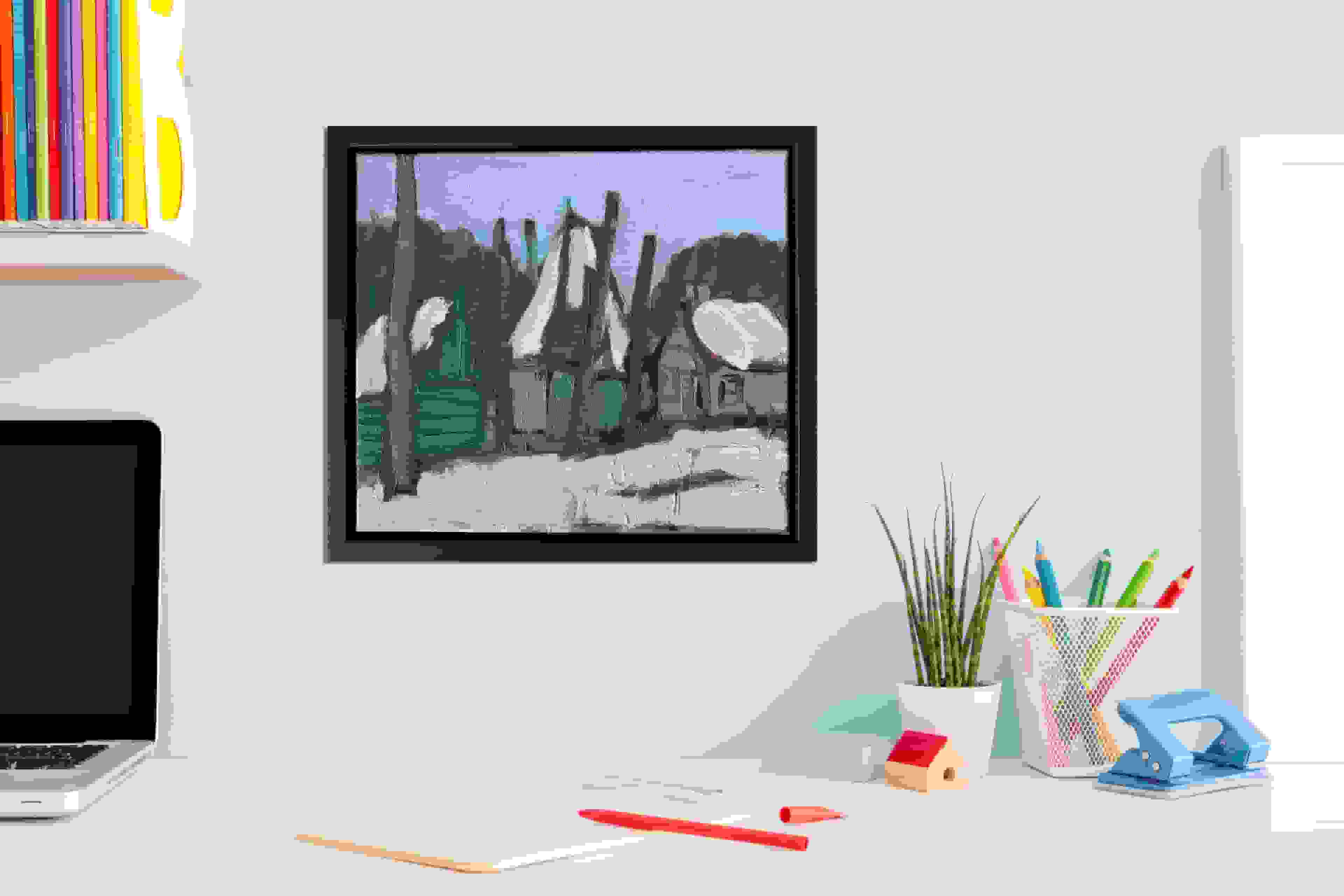 Wim van der Veer - Hooischuur in de sneeuw (in interieur)