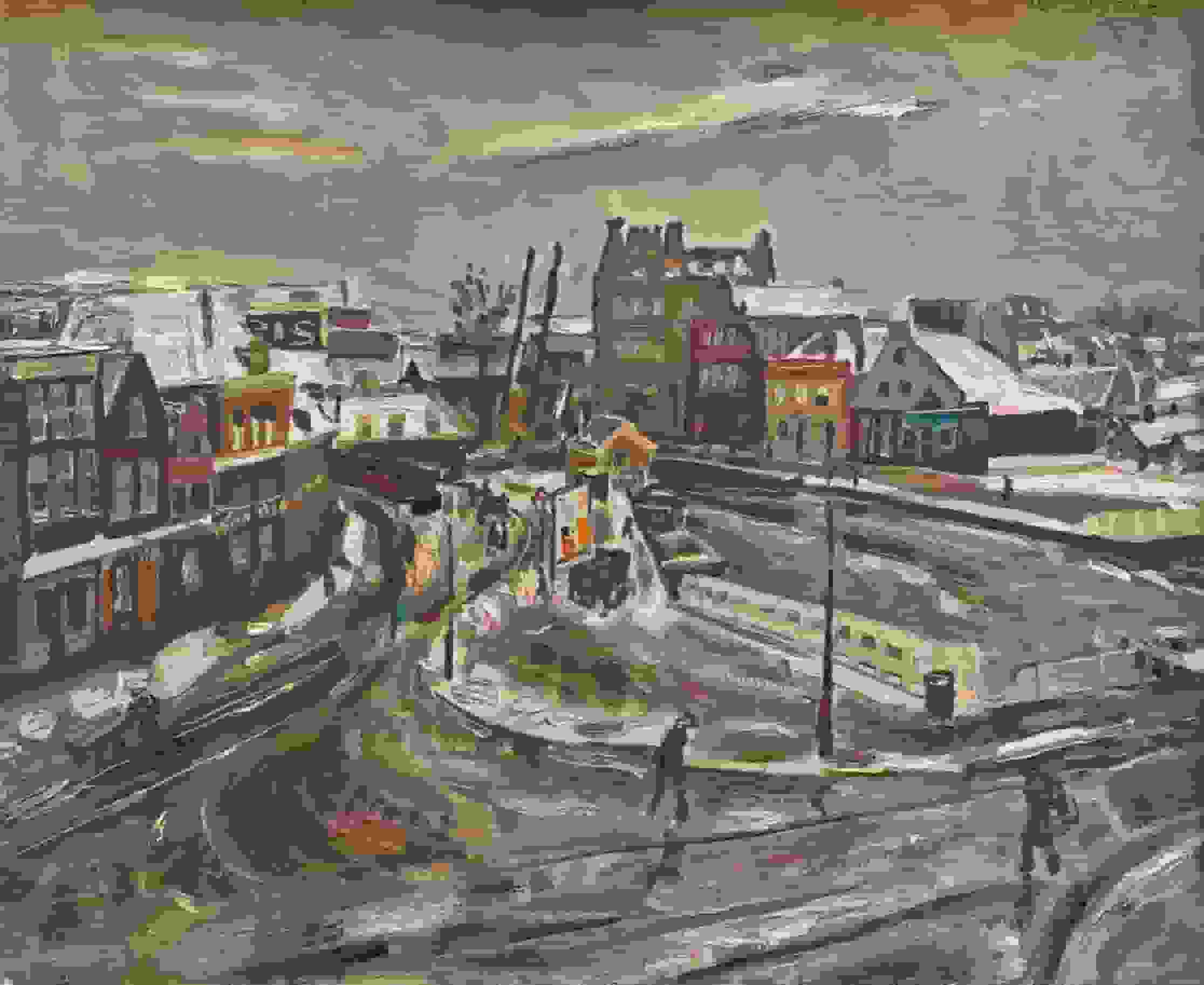 Overtoomse sluis te Amsterdam met sneeuw (voor 1925)