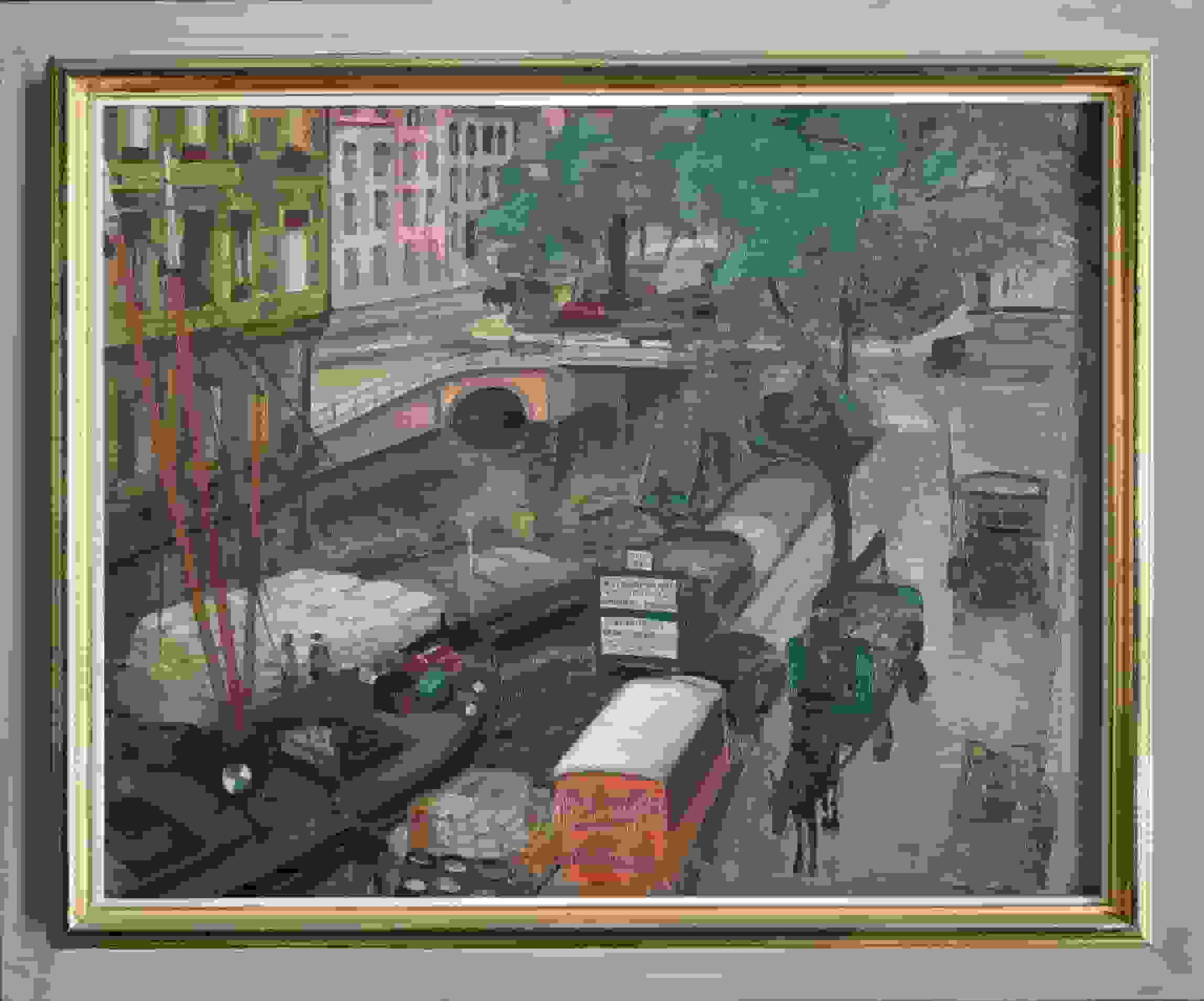 Harmen Meurs - Bedrijvigheid op de Kloveniersburgwal  (met lijst)