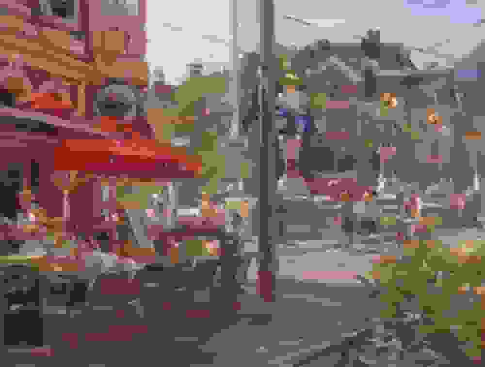 Hans Versfelt - Zomers stadsgezicht bij de Blauwbrug – en plein air geschilderd door Hans Versfelt (zonder lijst)