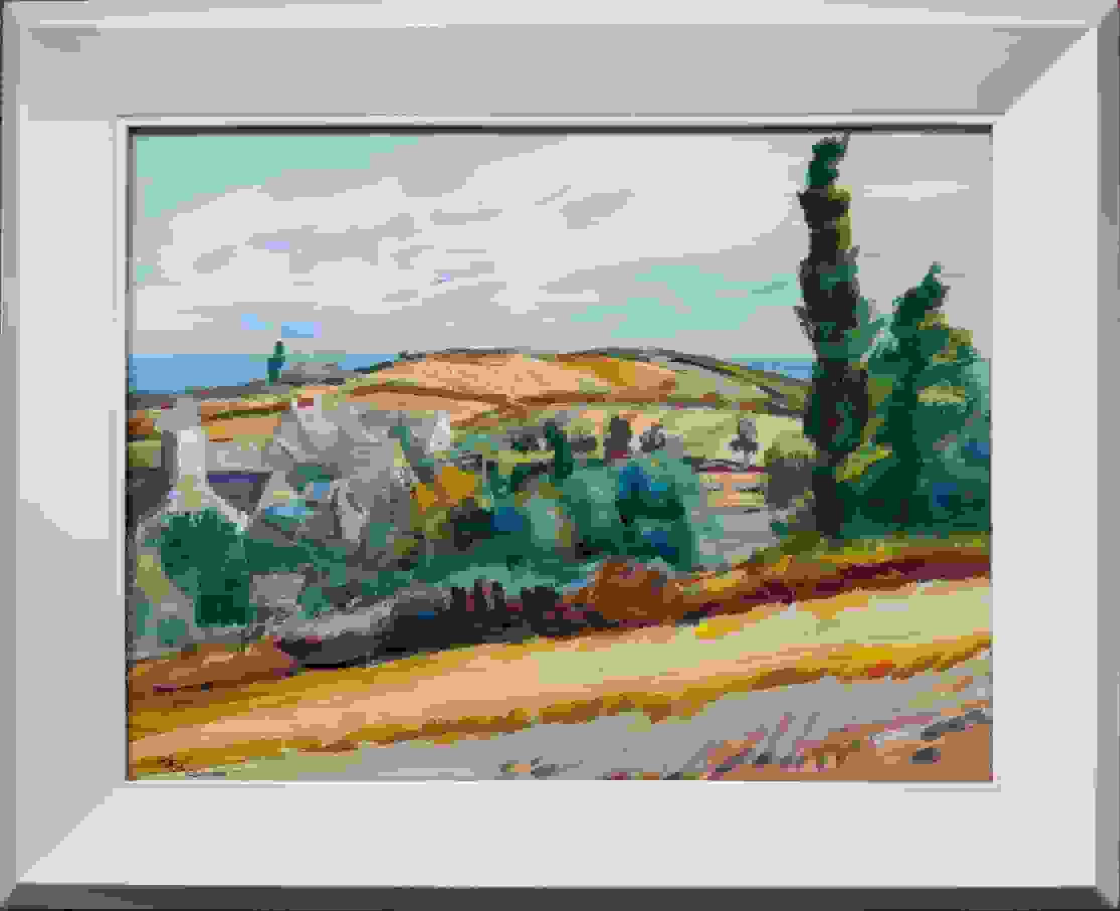 Jannes de Vries - Gezicht op Cancale in Bretagne (met lijst)