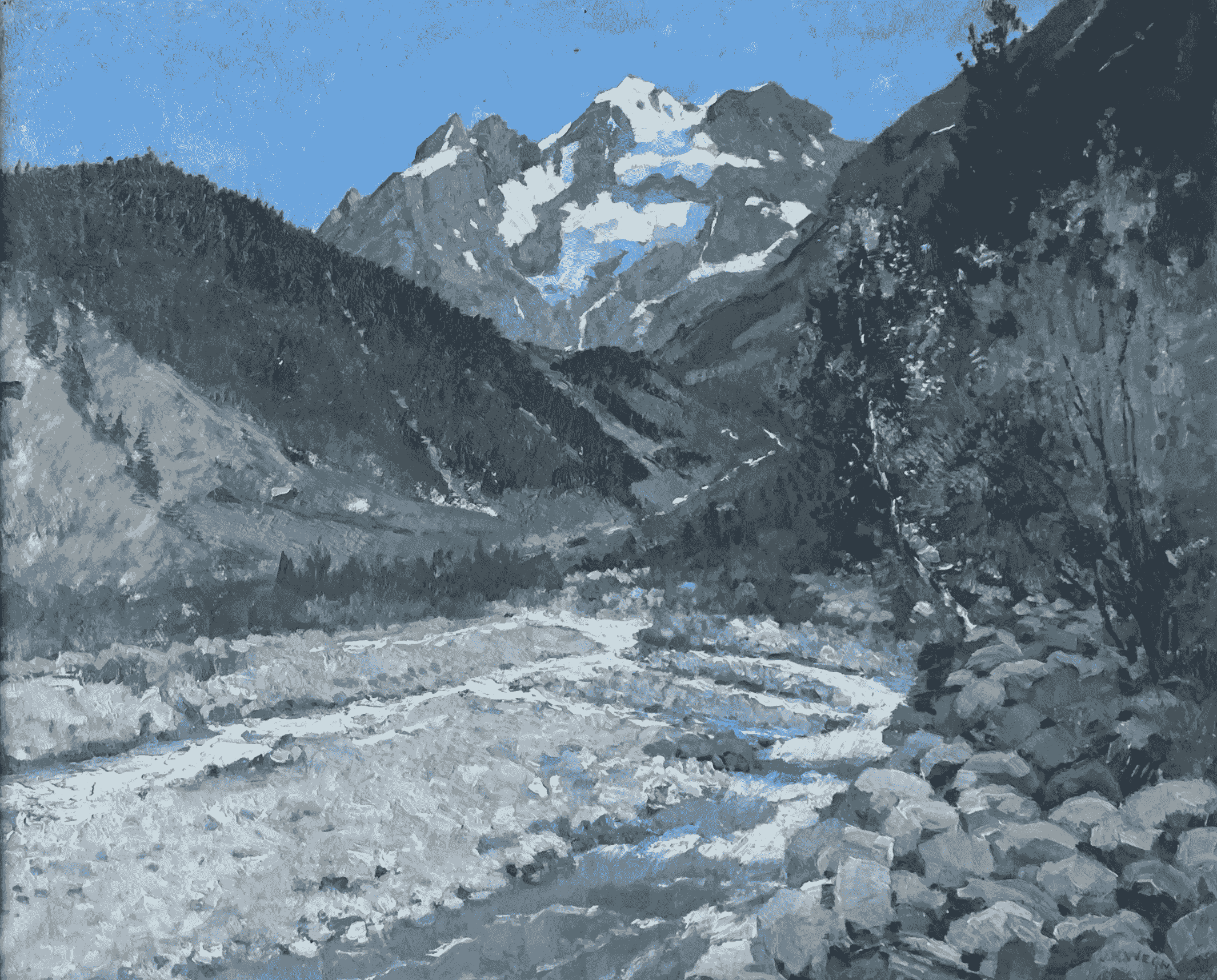 Jan Harm Weijns - Berglandschap bij Kandersteg, Zwitserland