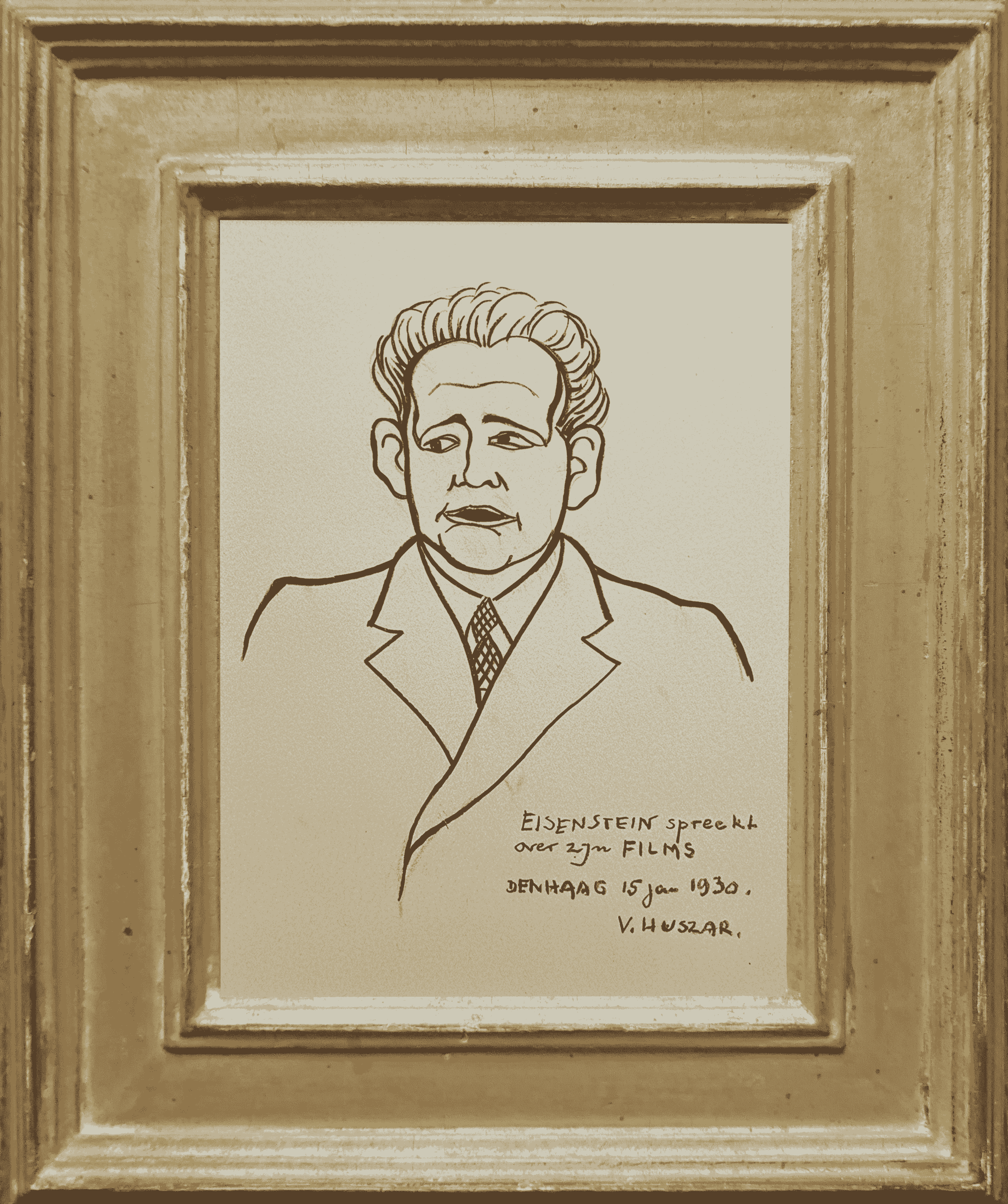 Vilmos Huszár - Portret van Sergej Eisenstein: Rusissch regisseur (met lijst)