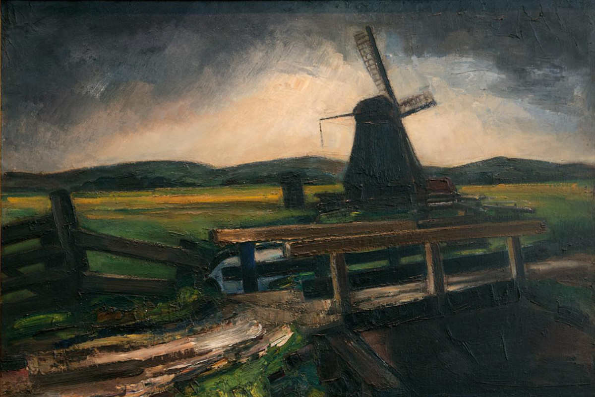 Bergense school: Arnout Colnot - landschap met molen