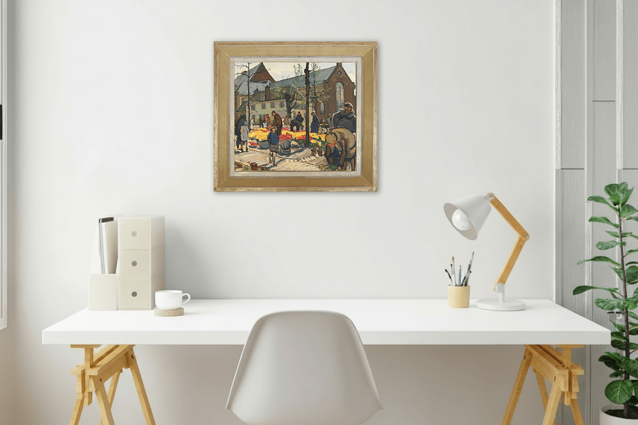 Emil Rizek - Bloemenmarkt bij het Janskerkhof te Utrecht (in interieur)