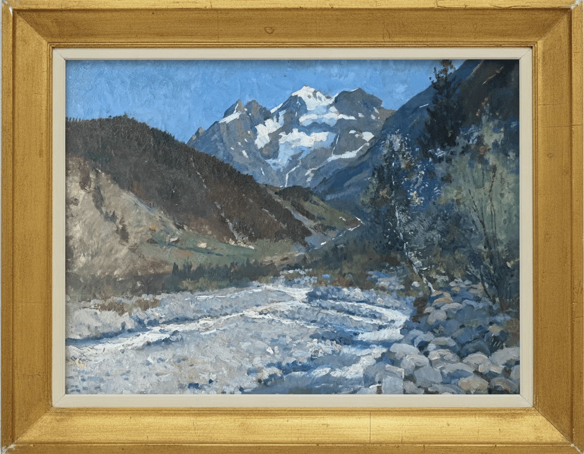 Jan Harm Weijns - Berglandschap bij Kandersteg, Zwitserland (met lijst)