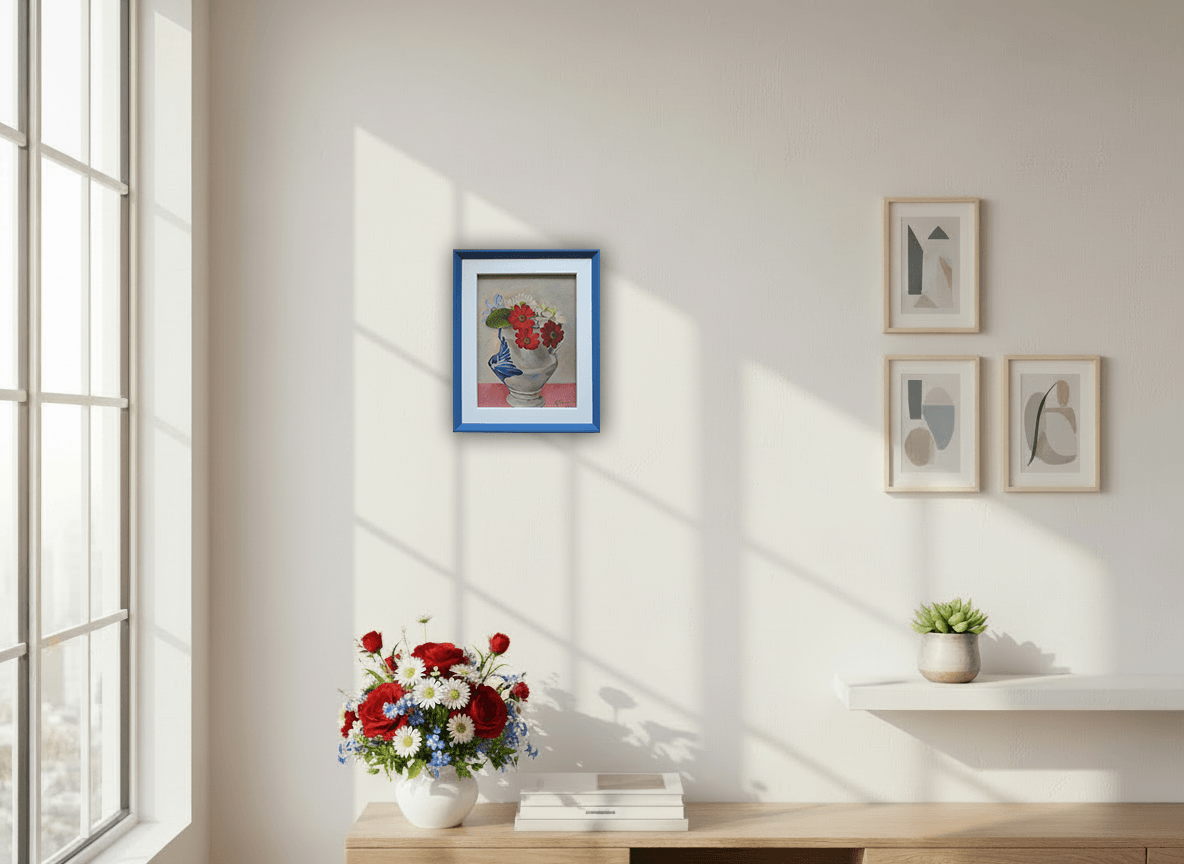 Bloemstilleven met keulse pot zonder lijst