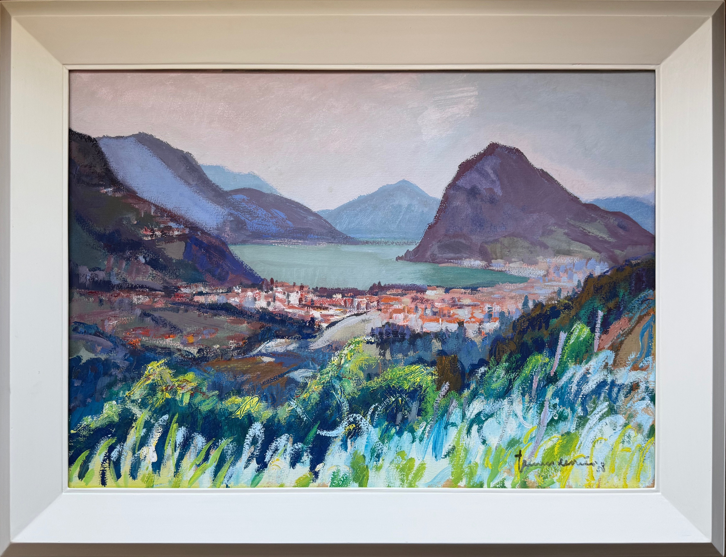 Meer van Lugano - Kanton Tessin met meer en Monte Bré zonder lijst