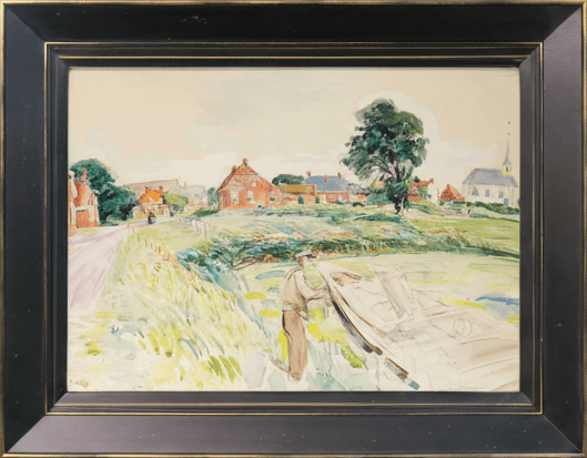 Johan Dijkstra - Gezicht op Sitswerd in Groningen (met lijst)