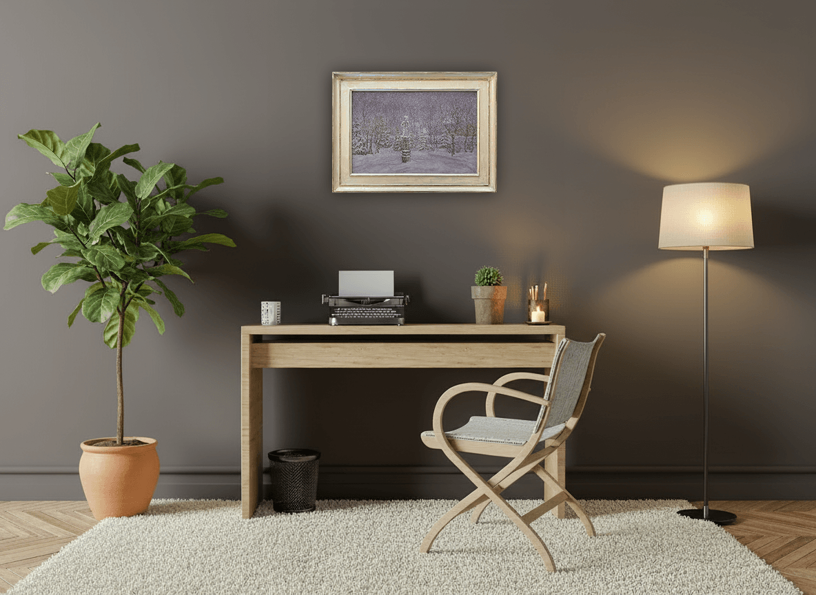 Besneeuwde tuin zonder lijst