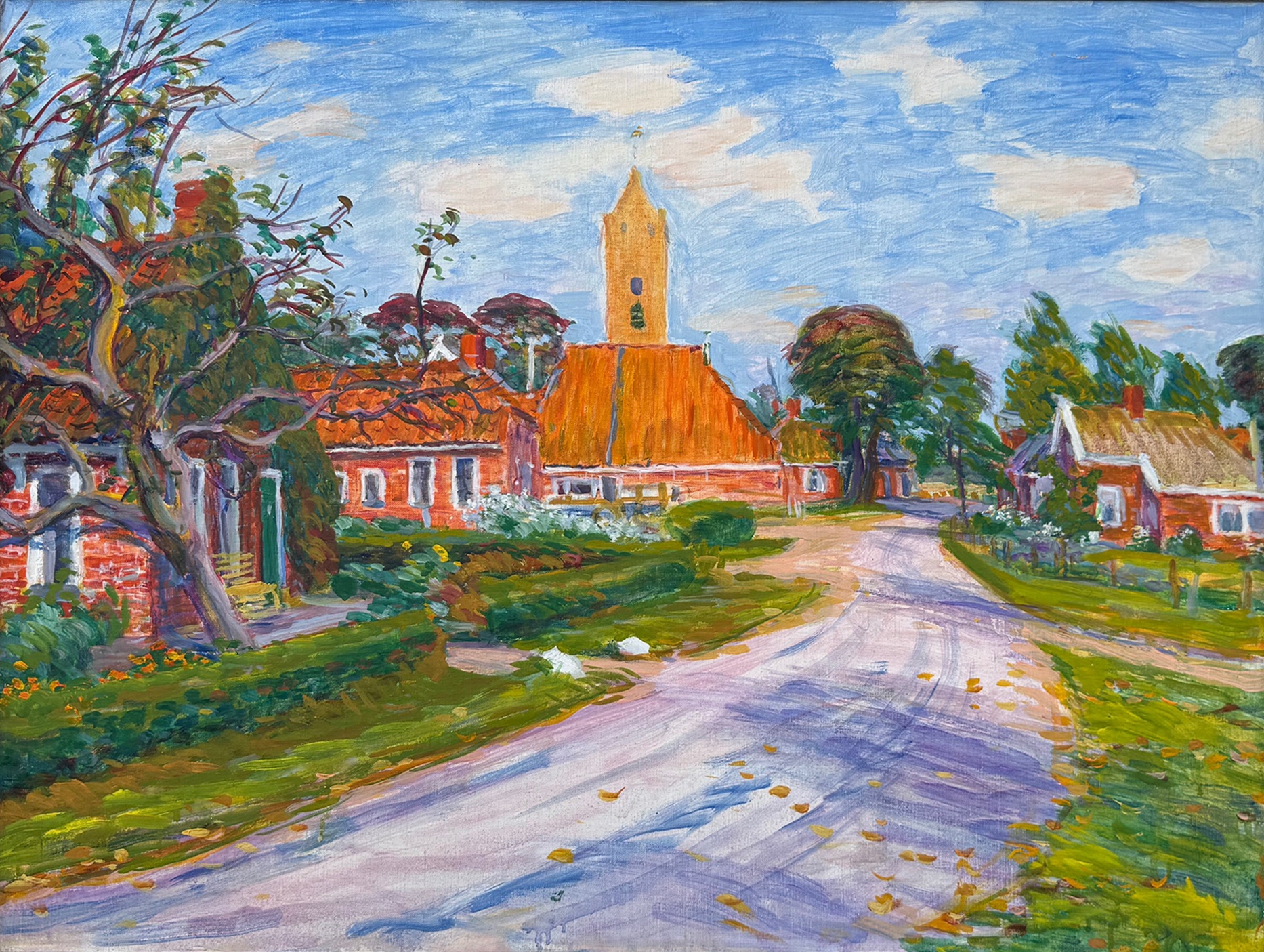 Zomers dorpsgezicht van Garnwerd (Groningen) zonder lijst