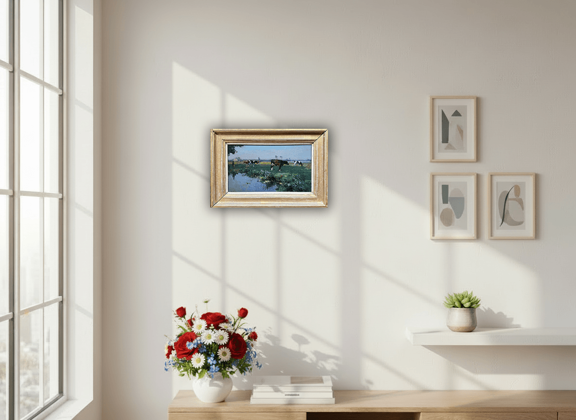 Weidelandschap met koeien zonder lijst