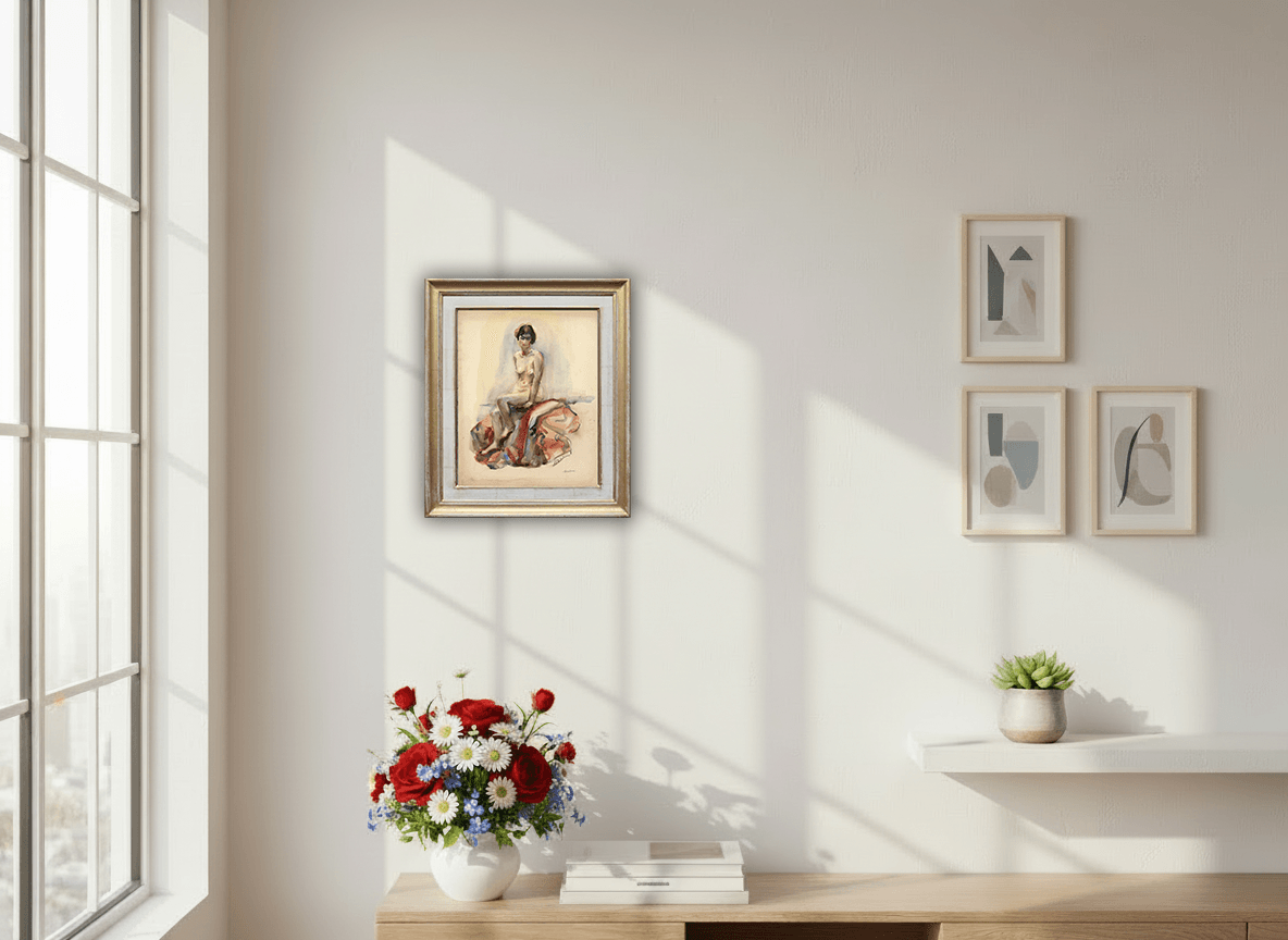 George Martens - Zittend naakt (in interieur)