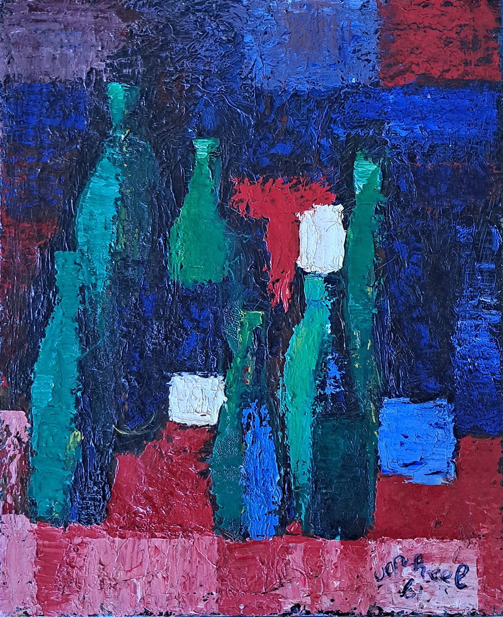 Stilleven met flessen (1961) zonder lijst