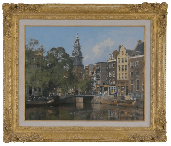 Gezicht op de Raamgracht met de Zuiderkerk zonder lijst