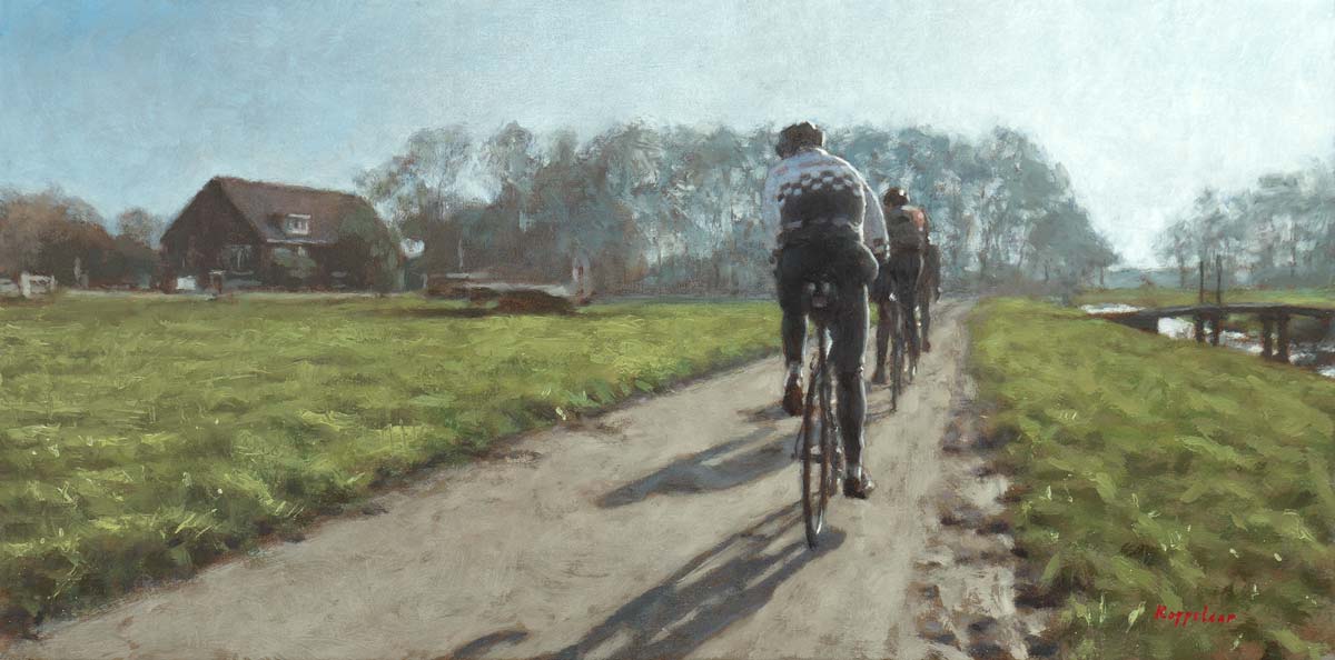 Frans Koppelaar - Wielrenners bij Bodegraven (zonder lijst)