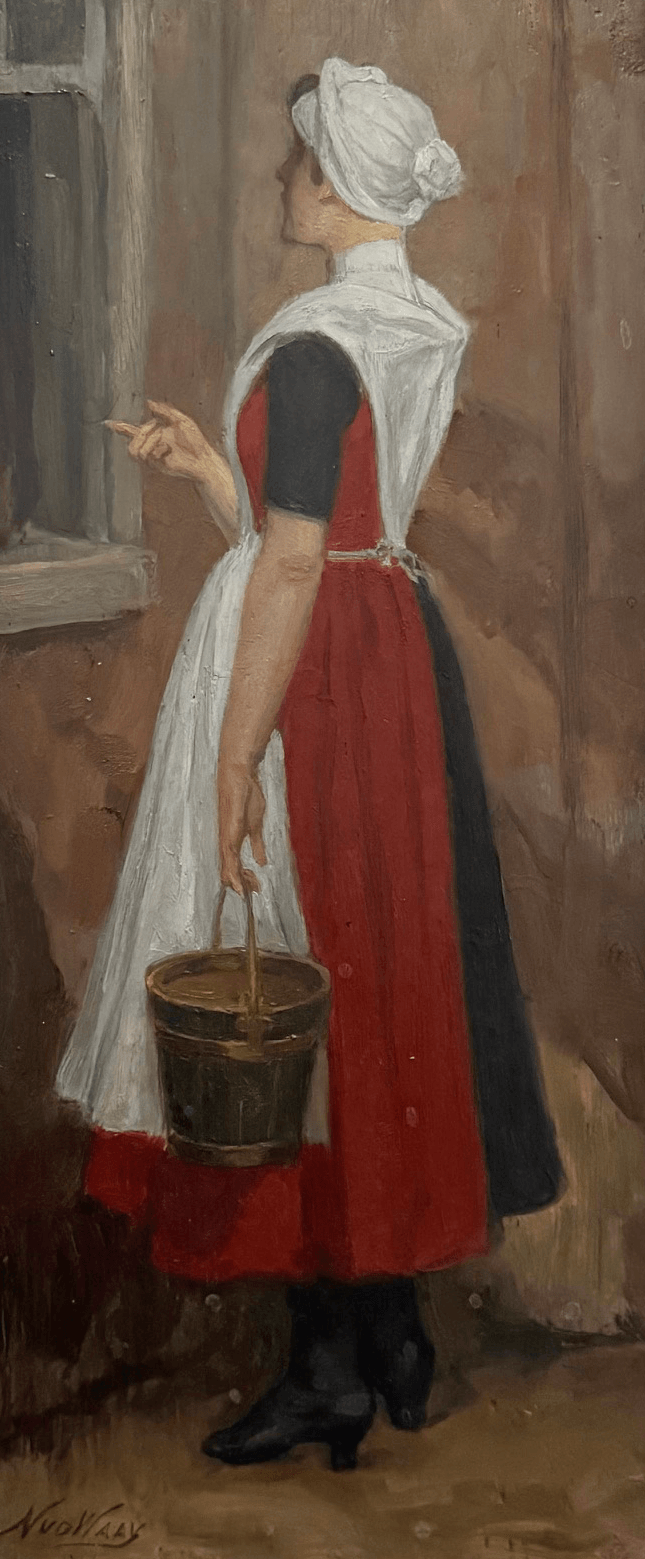 Weesmeisje met emmer in de hand zonder lijst