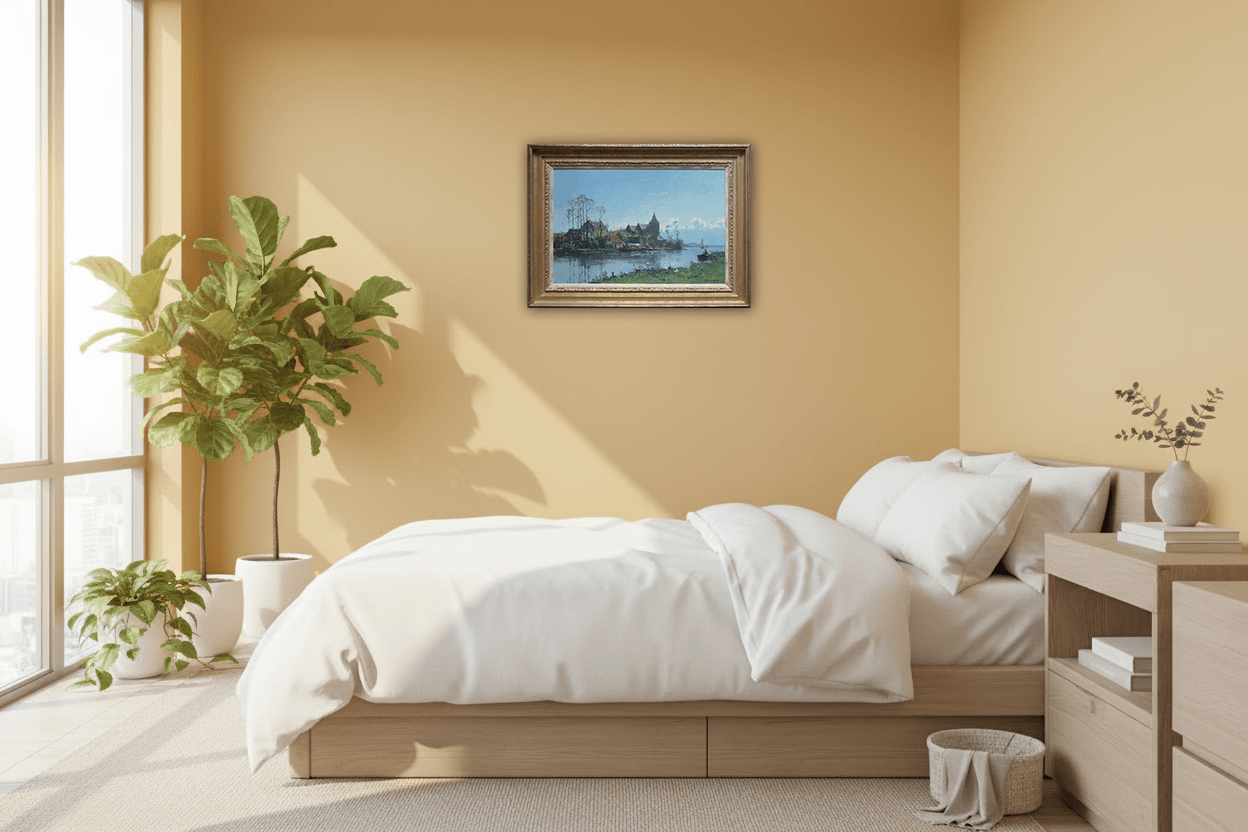 Cornelis Vreedenburgh - Dorpje aan het water (in interieur)