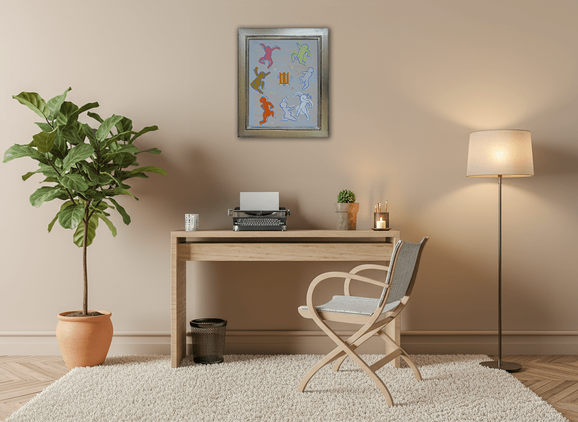 Dansende kinderen bij een draaimolen zonder lijst