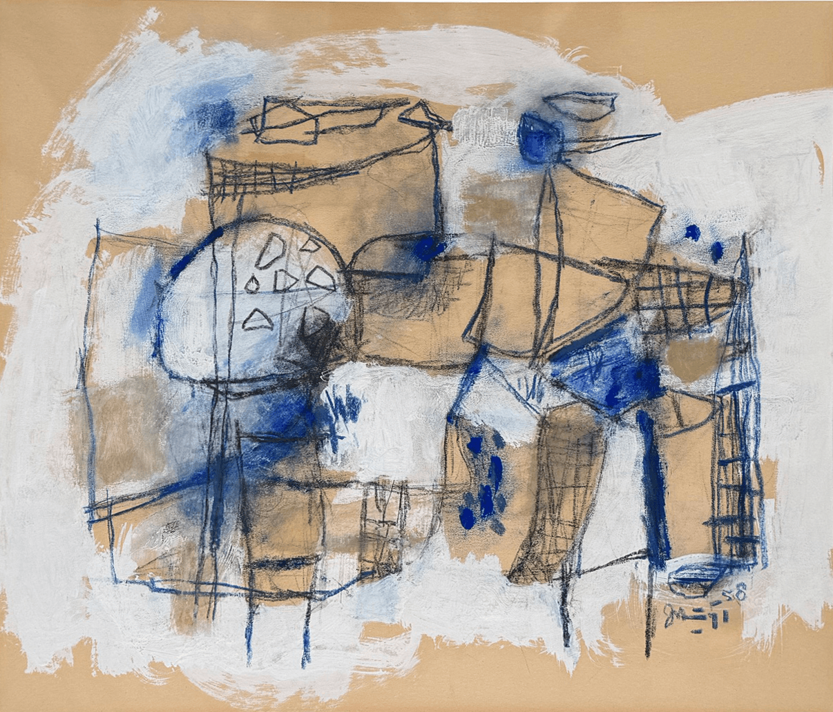 Jaap Nanninga - Abstracte compositie (zonder lijst)