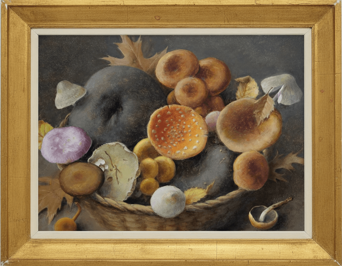 Jan Voerman jr - Stilleven met Paddenstoelen (met lijst)