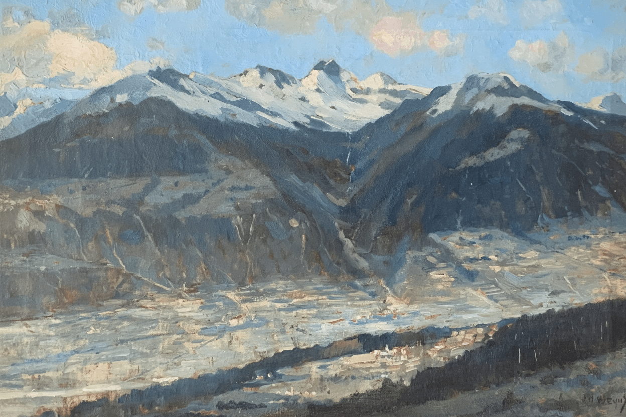 Jan Harm Weijns - Rhonedal vanuit Crans Montana (zonder lijst)