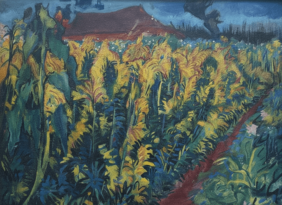 Gronings landschap met zonnebloem zonder lijst