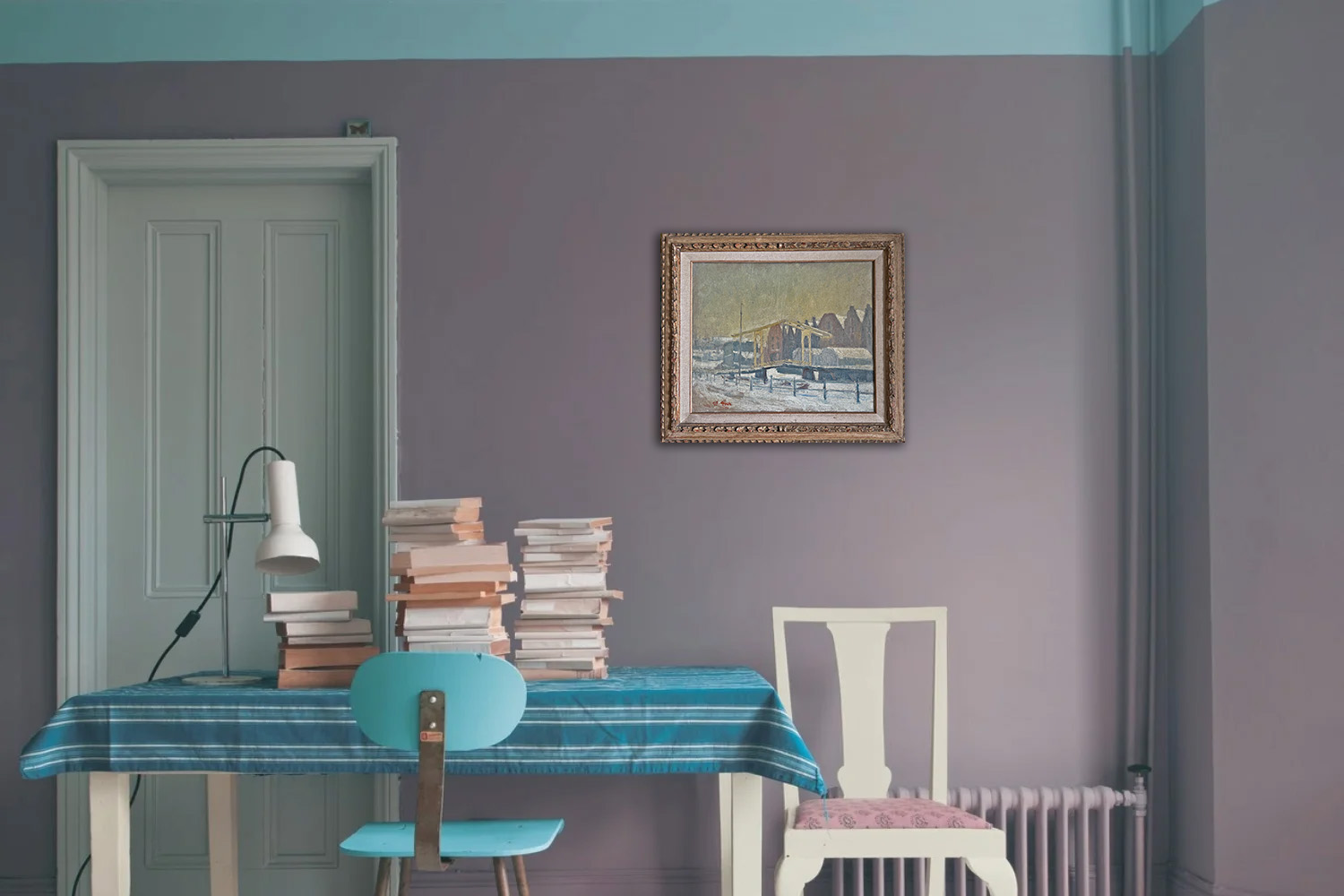 Gezicht op de Sloterdijksbrug op het Prinseneiland zonder lijst