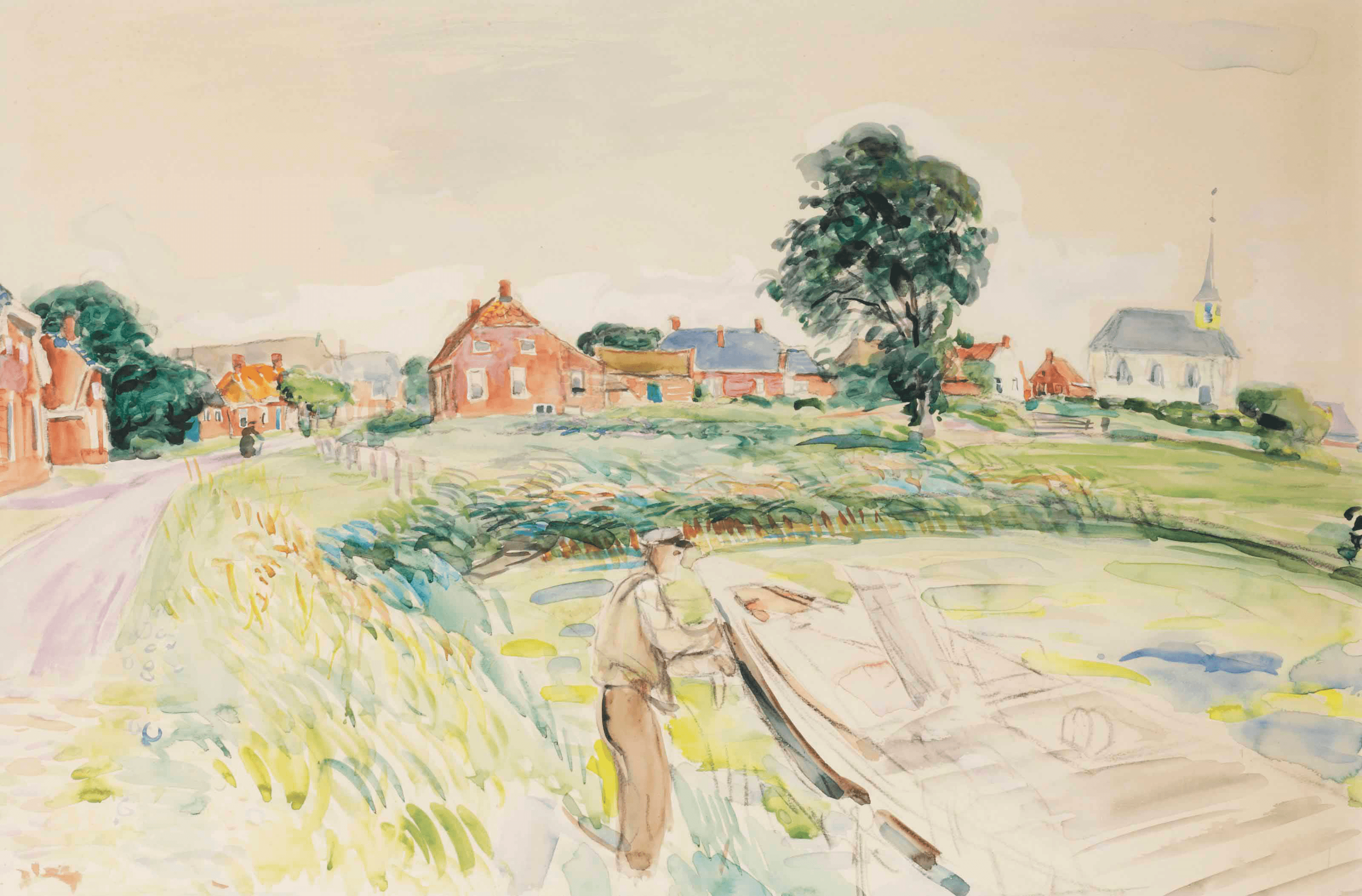 Johan Dijkstra - Gezicht op Sitswerd in Groningen (zonder lijst)