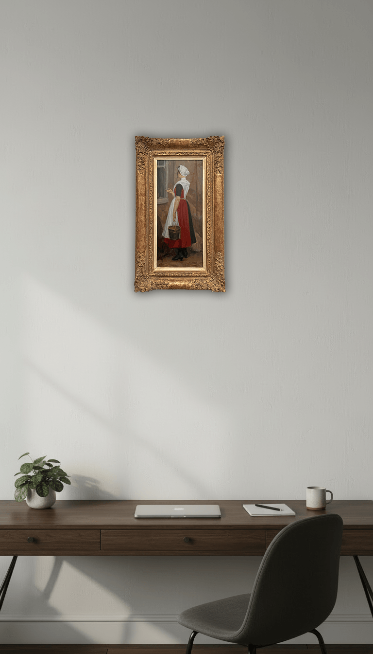 Weesmeisje met emmer in de hand zonder lijst