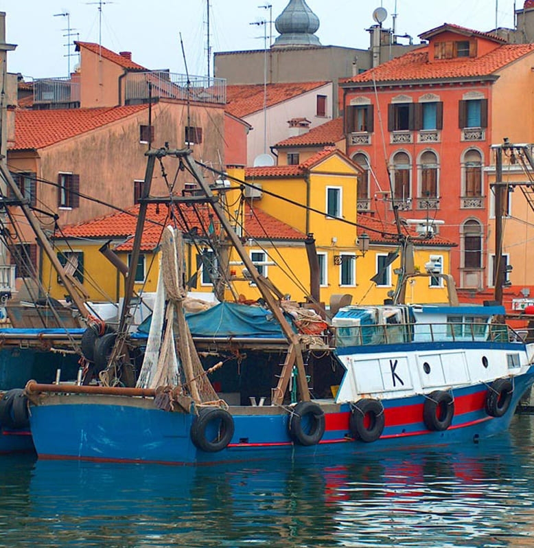 De haven van Chioggia in Italië zonder lijst