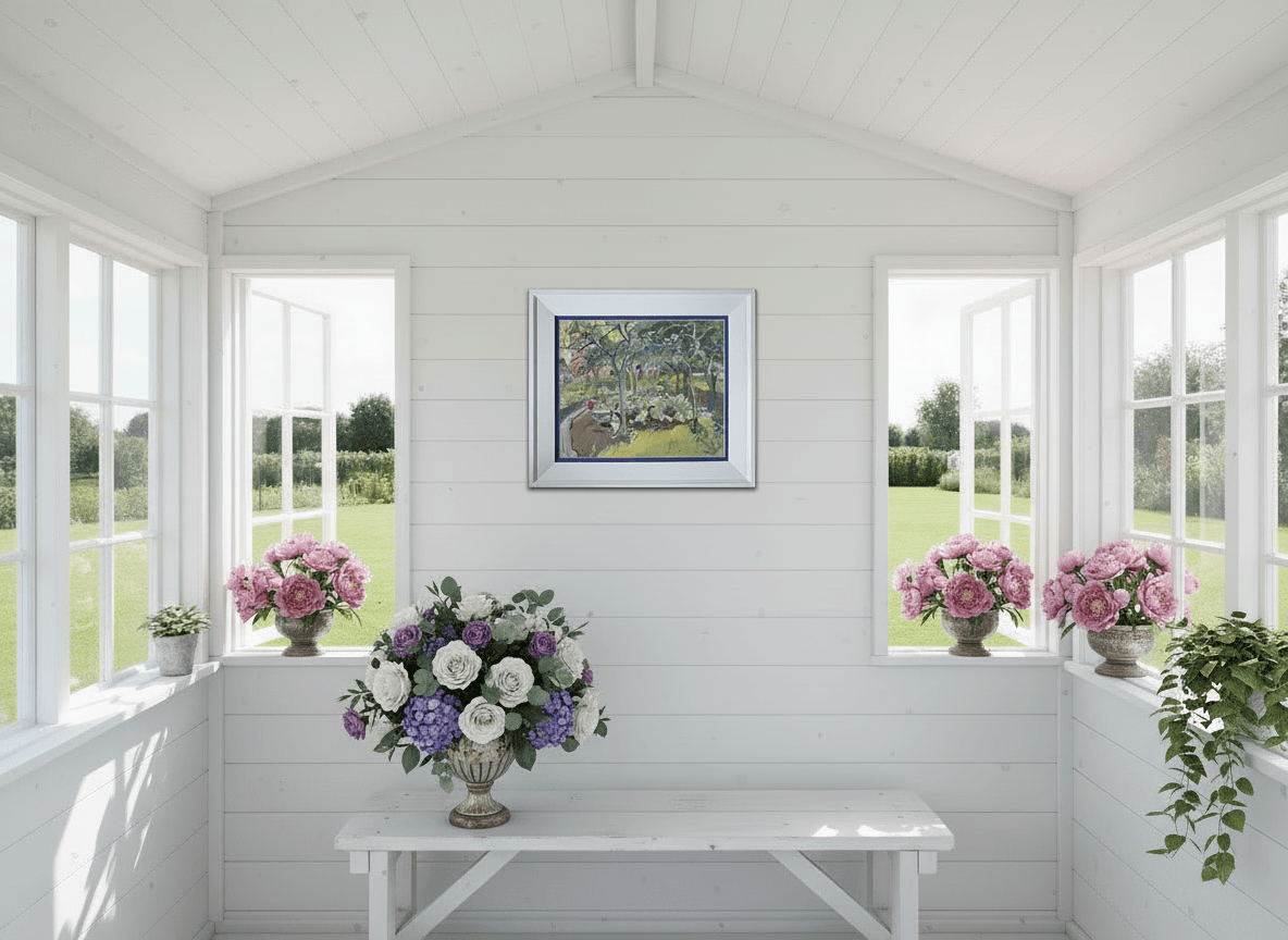 Uitzicht op een tuin zonder lijst