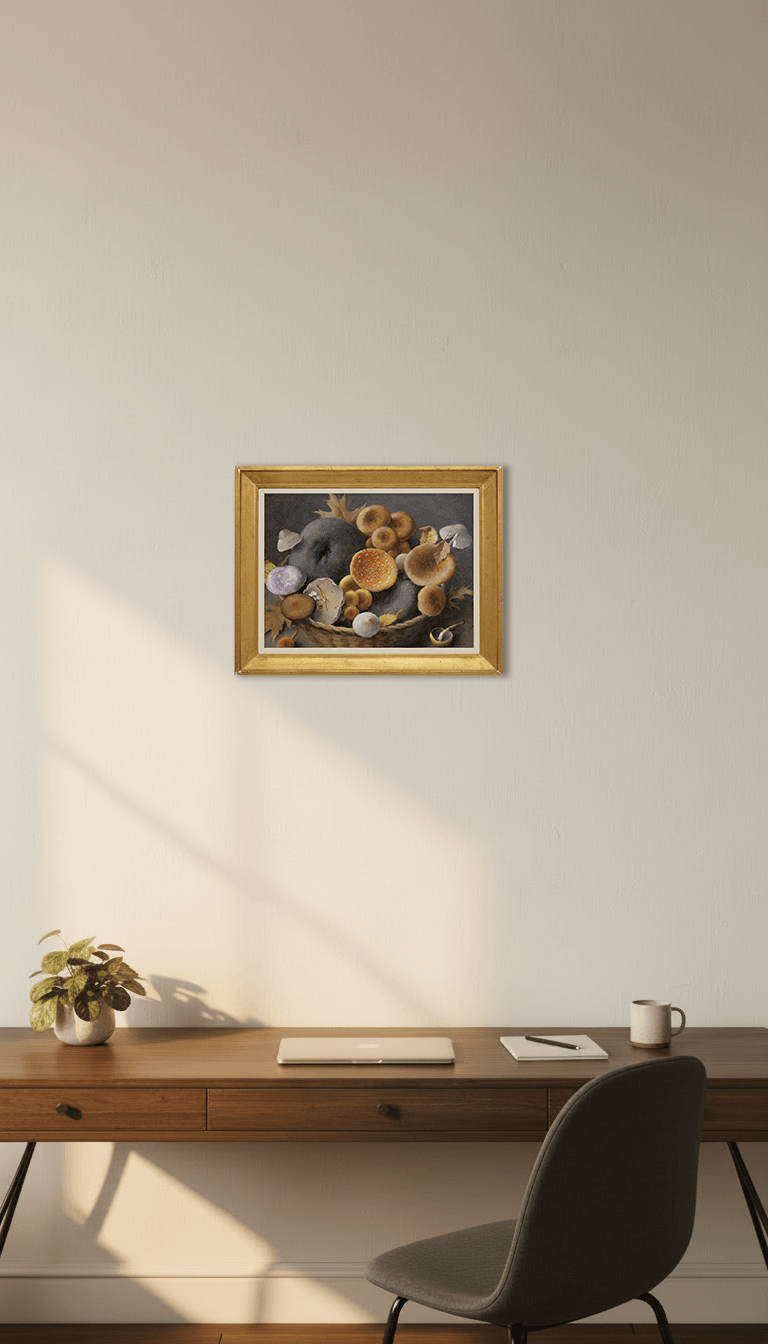 Jan Voerman jr - Stilleven met Paddenstoelen (in interieur)