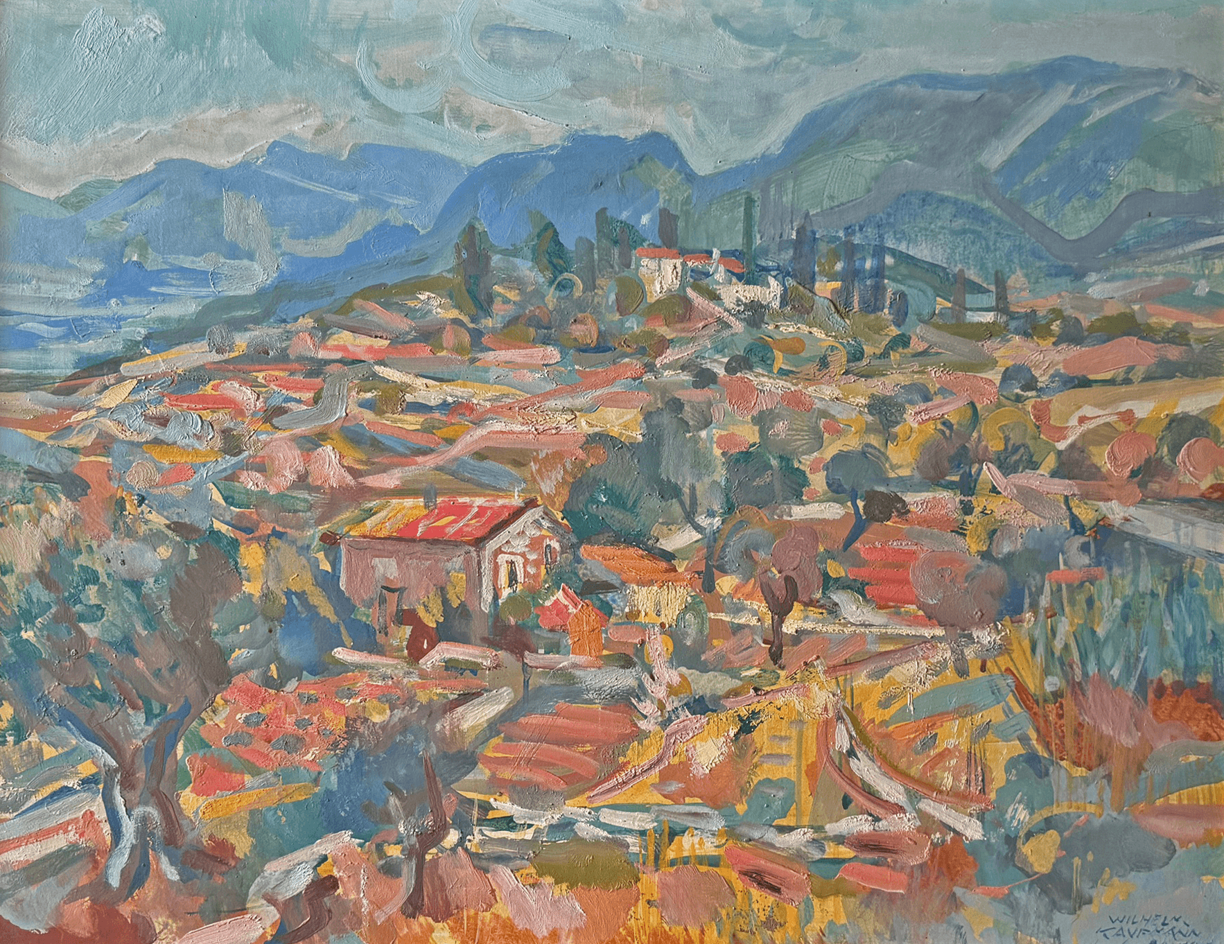 Wilhelm Kaufmann -  Provençaals heuvellandschap (zonder lijst)