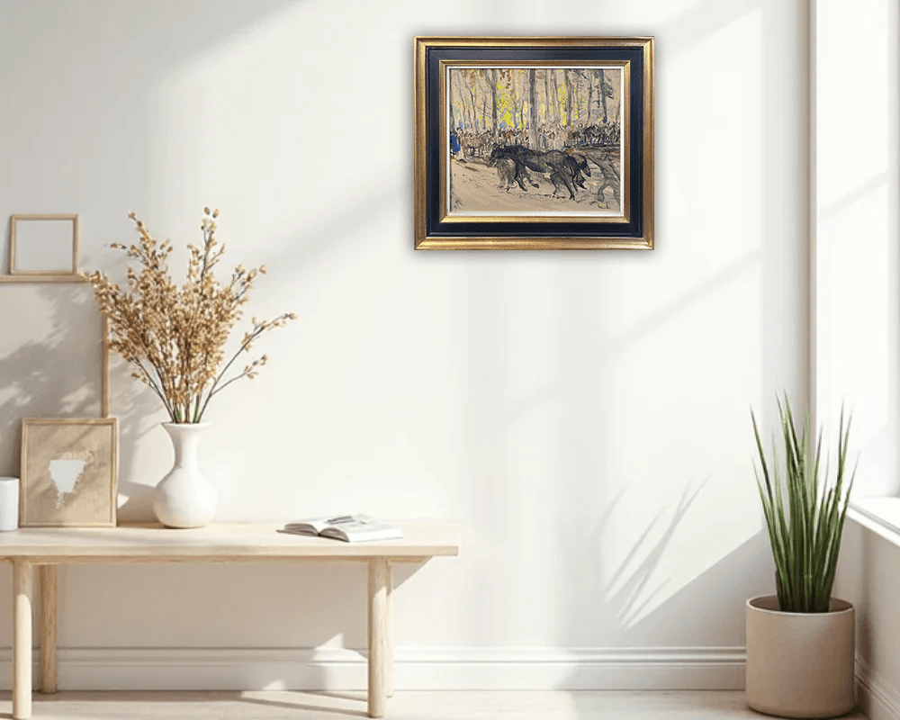 Johan Dijkstra - Paardenmarkt te Zuidlaren (in interieur)