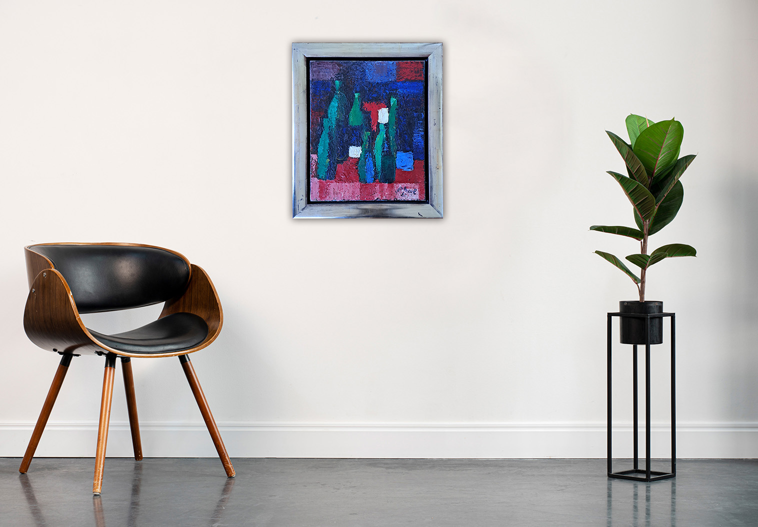 Stilleven met flessen (1961) zonder lijst